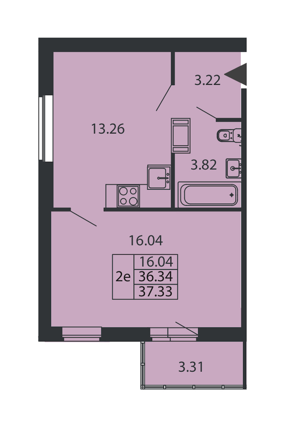 1-комнатная квартира 36.34 м², 11/12 эт., ЖК «Полис ЛАВрики»